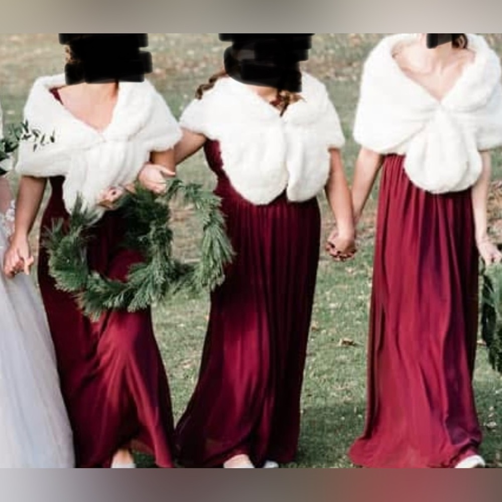 Cream colored faux fur shawl stole